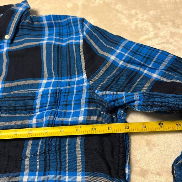 Banana Republic 2 Layer Flannel Untucked Slim Fit Men's L Blue & White Nautical - Picture 5 of 9